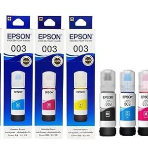 Epson 003 Ink 65ml Black, Cyan, Magenta, Yellow for Tri-Color Ink Bottle (Pack of 4)