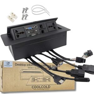 Cable Cubby (Pop Up Box) | Hydraulic Cable Cubby, Conference Table Connectivity Solutions, Pop Up Box with HDMI, VGA, Audio, LAN, Power Ports & USB Port