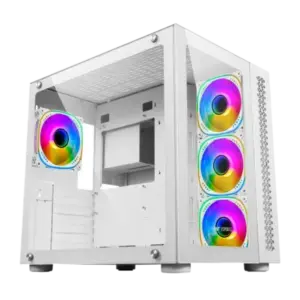 Ant Esports Crystal Mid Tower Cabinet ARGB (E-ATX, ATX, M-ATX, M-ITX) White