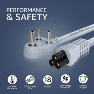 Power Cable/Cord 1.5M Grey/Black(Box Pack) - DESKTOP